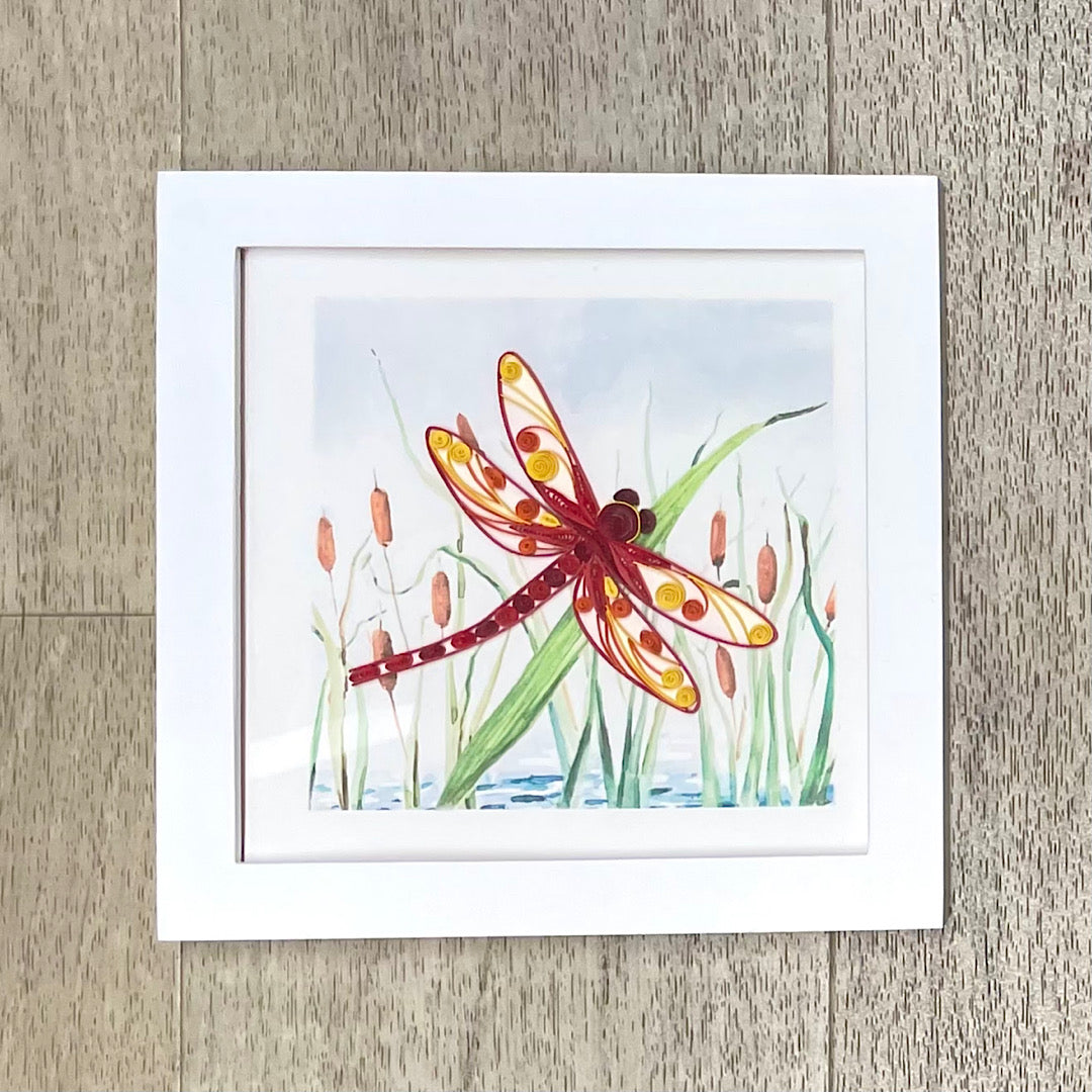 Framed Hand Quilled Dragonfly