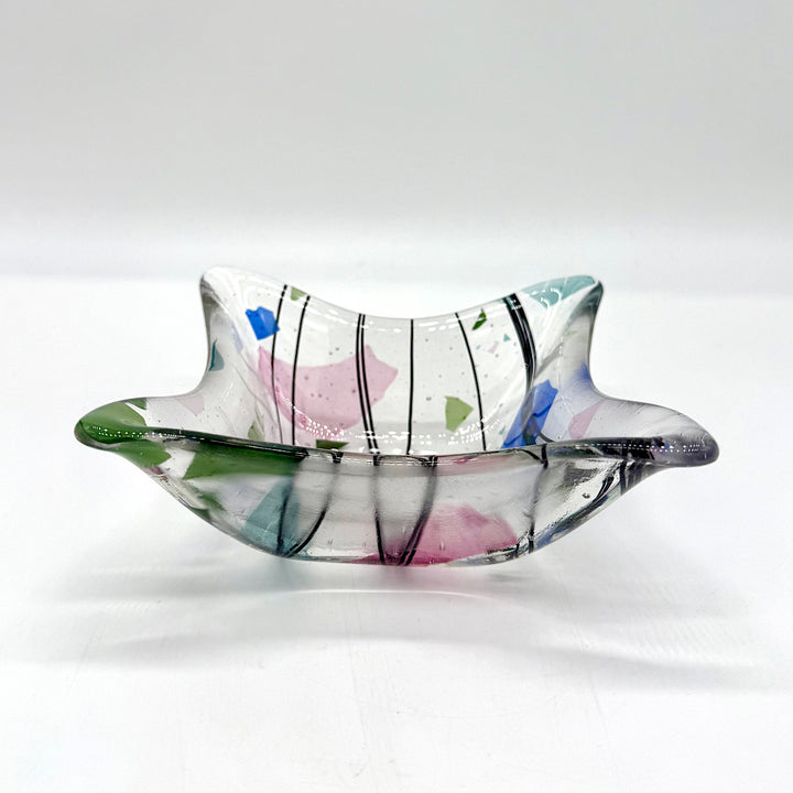 Handcrafted Multicolored Glass Dish
