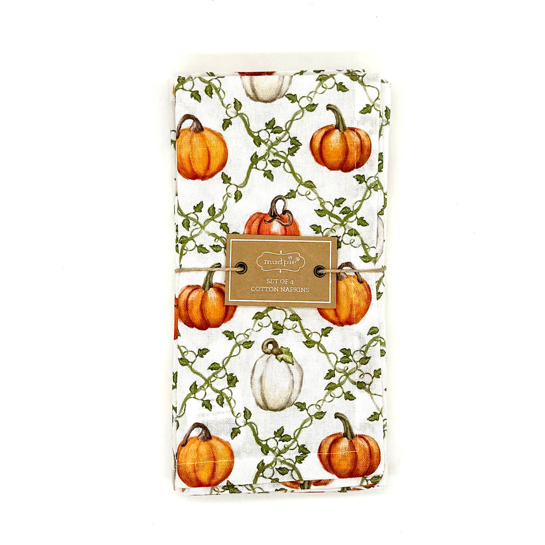 Cotton Pumpkin Vine Napkins - Set of Four