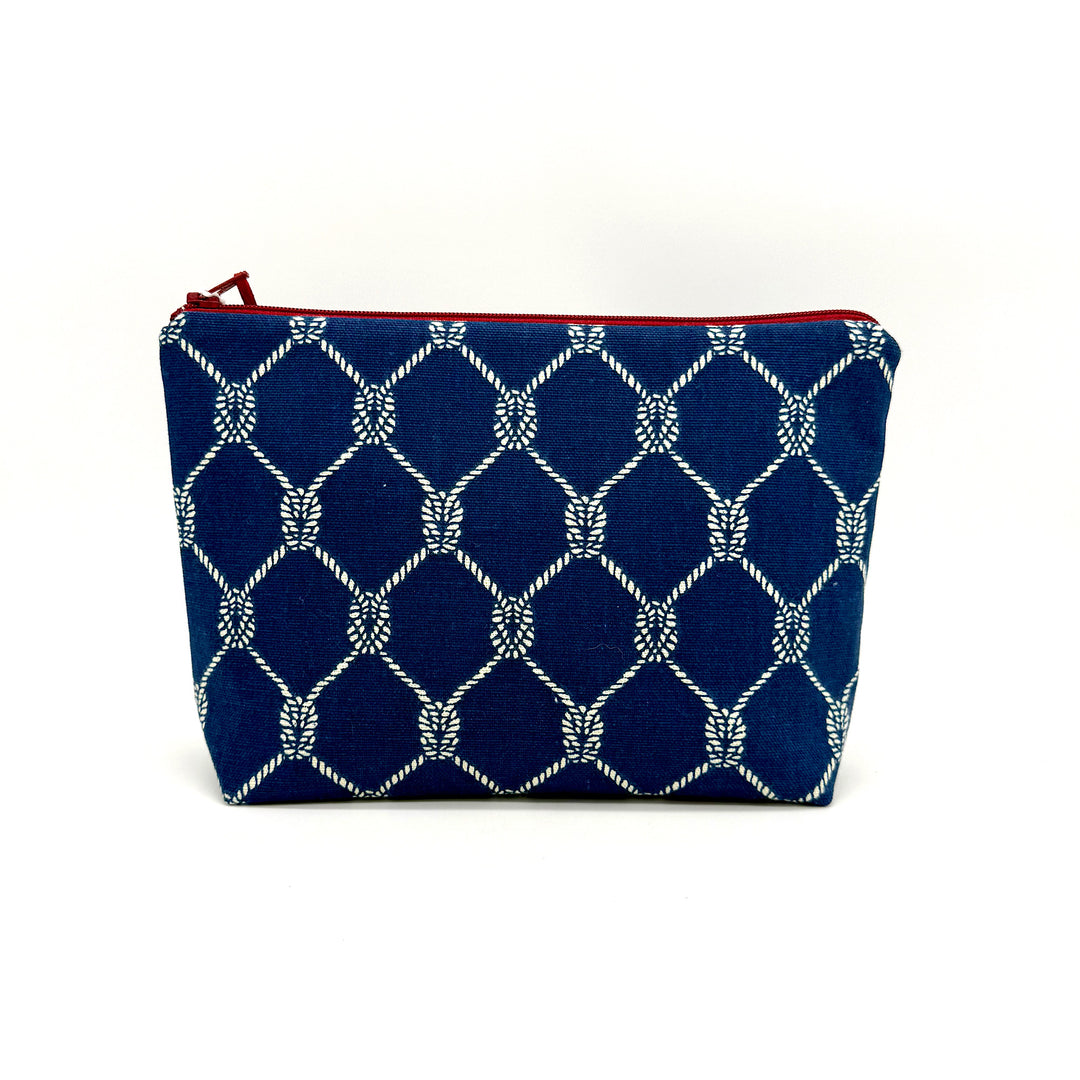 Handmade Zippered and Lined Navy Cosmetic Bag