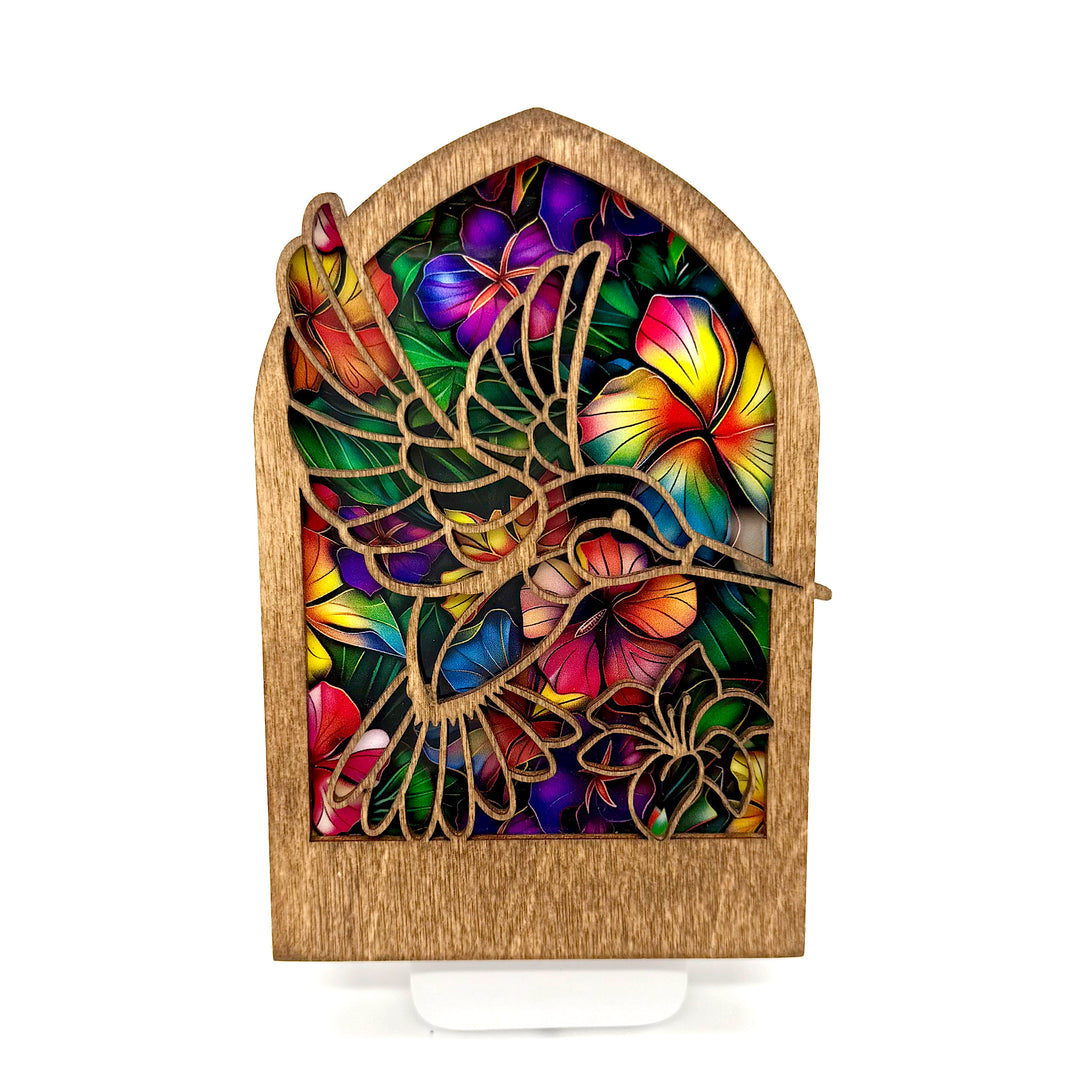 Handcrafted Wood Hummingbird Nightlight