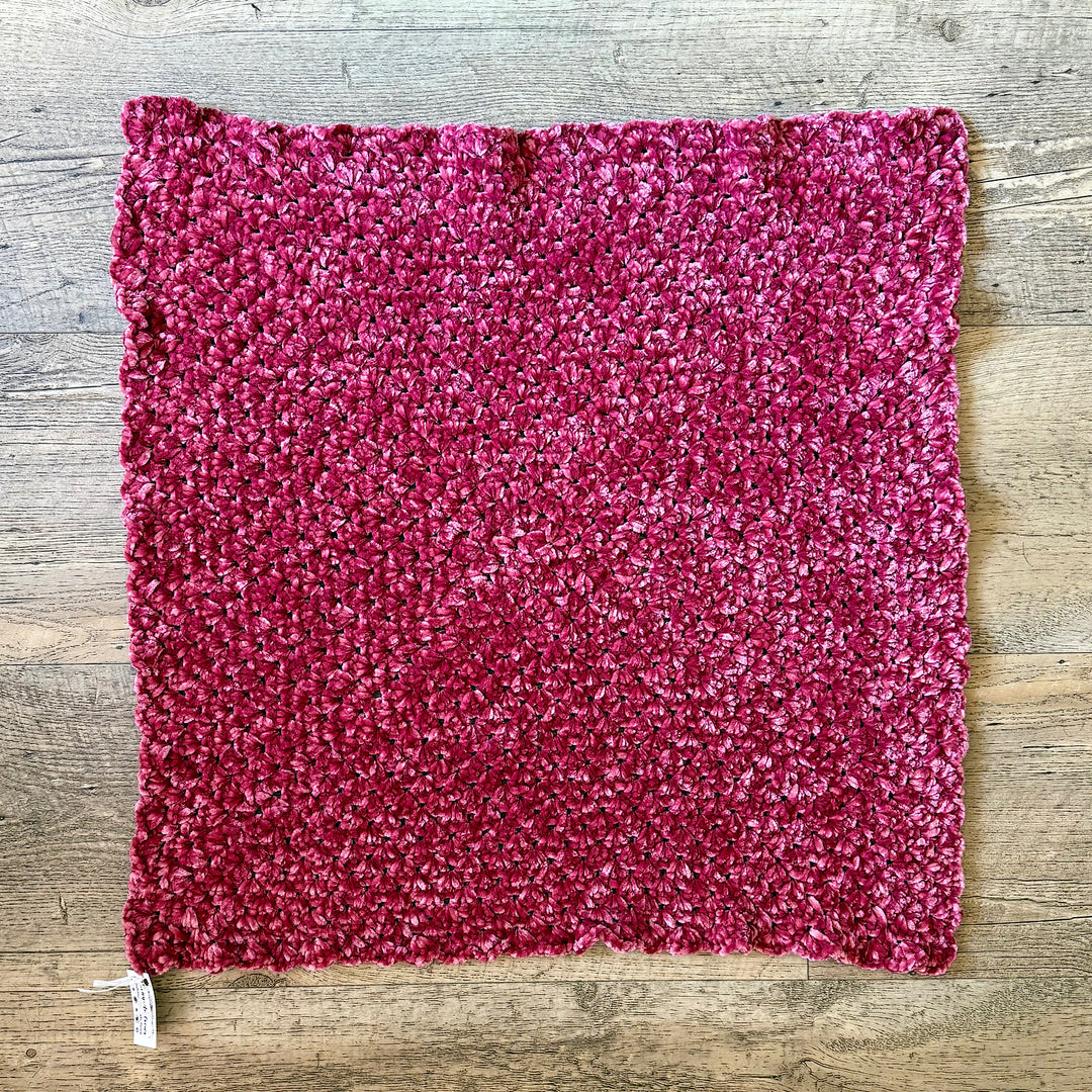 Hand Knit Plush Raspberry Car Seat/Stroller Blanket