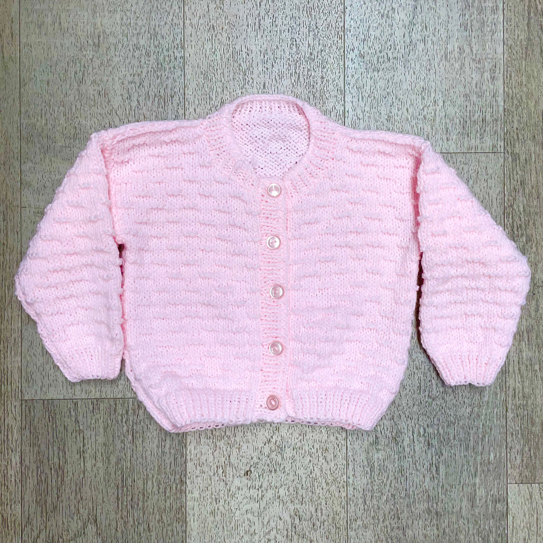 Hand Knit Light Pink Cardigan Sweater