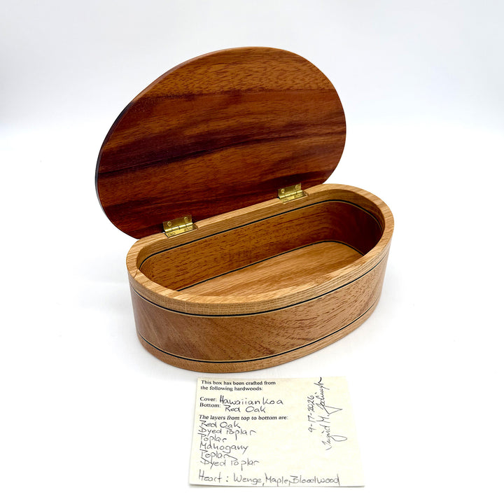 Handcrafted Semicircular Box with Heart on Hinged Lid