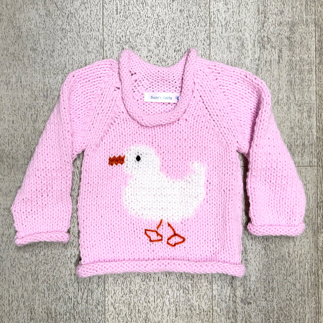 Handmade Pink Pullover with White Duck