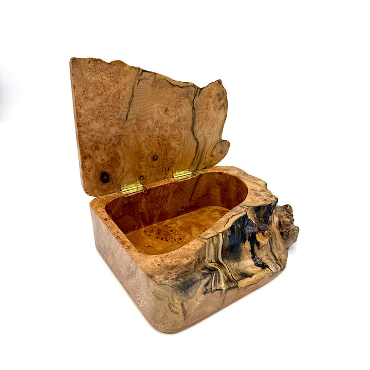 Handcrafted Small Big Leaf Maple Burl Box