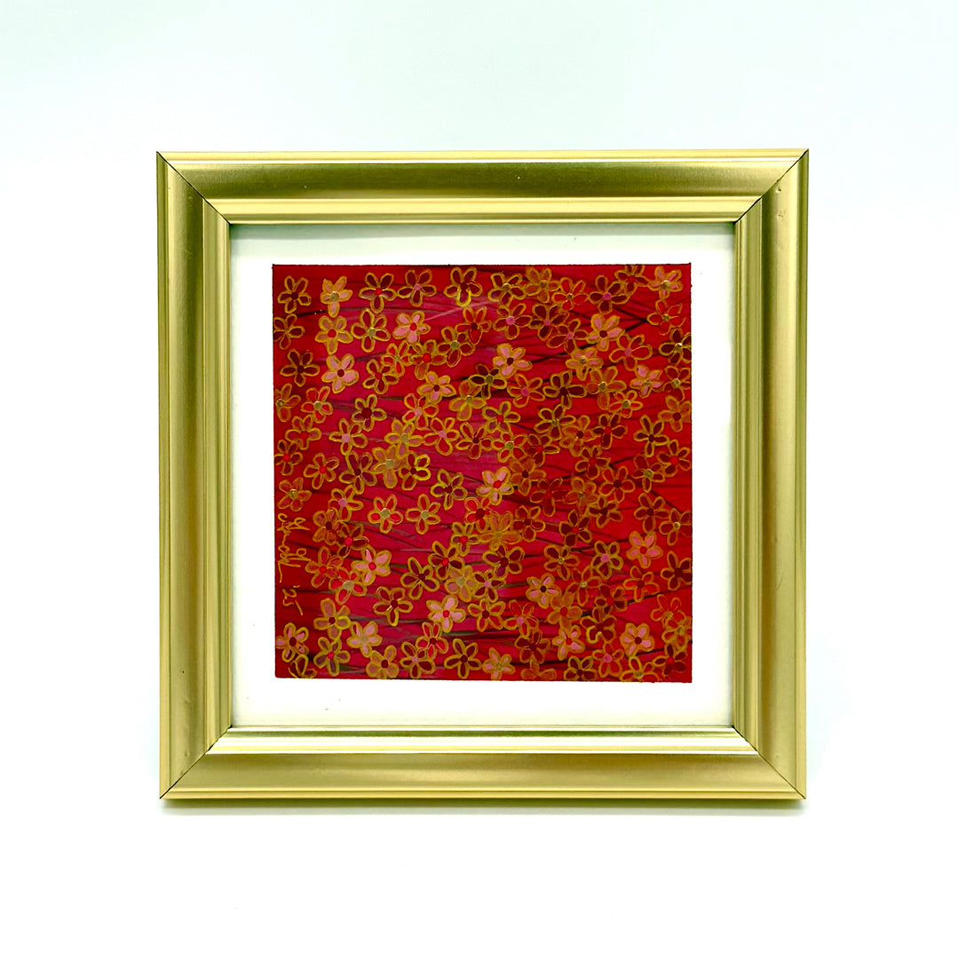 Original Hand Painted Deep Pink Floral Artwork