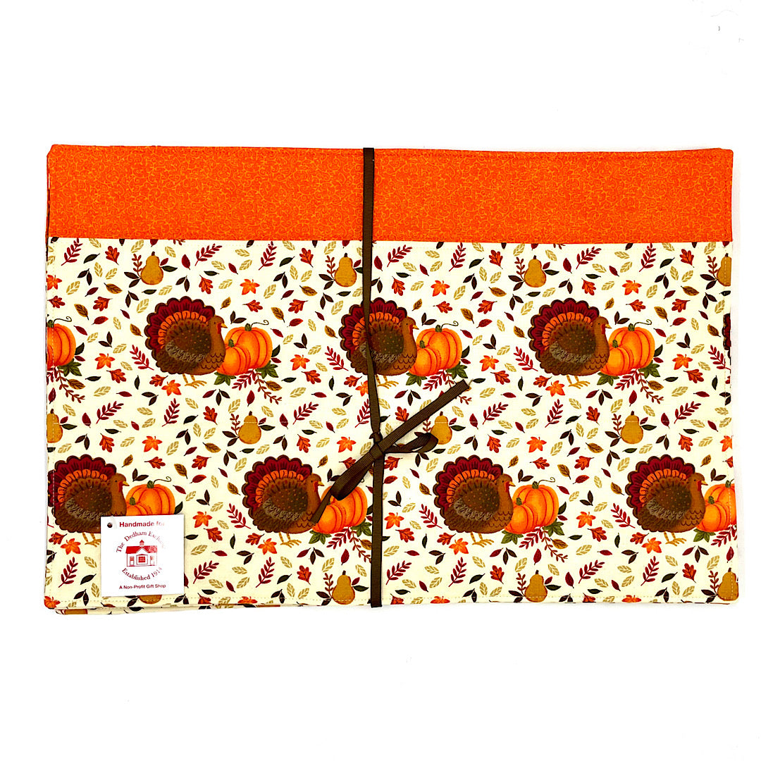 Handmade Pumpkin and Turkey Placemats - Set of Four