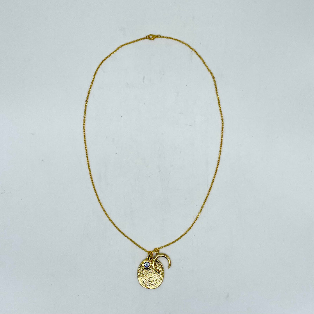 Handcrafted Goldtone Necklace with Three Pendants