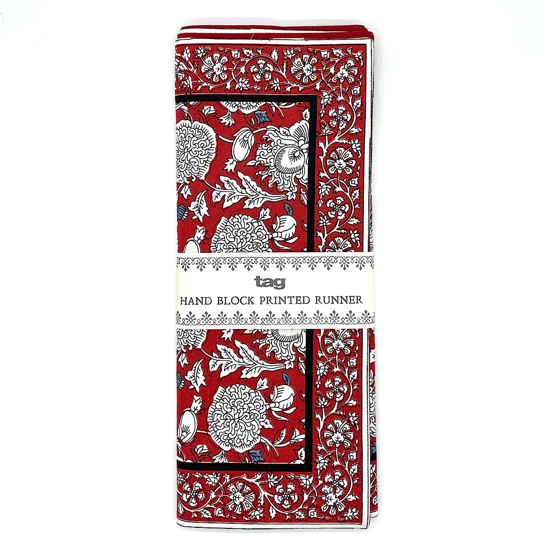 Red Print Cotton Table Runner