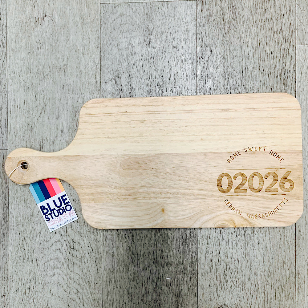 Wood Cutting Board With Dedham Zipcode