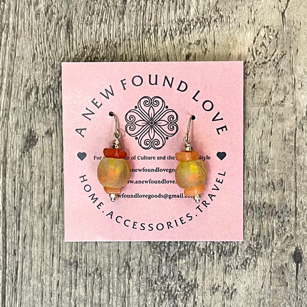 Handcrafted Orange Quartzite Earrings