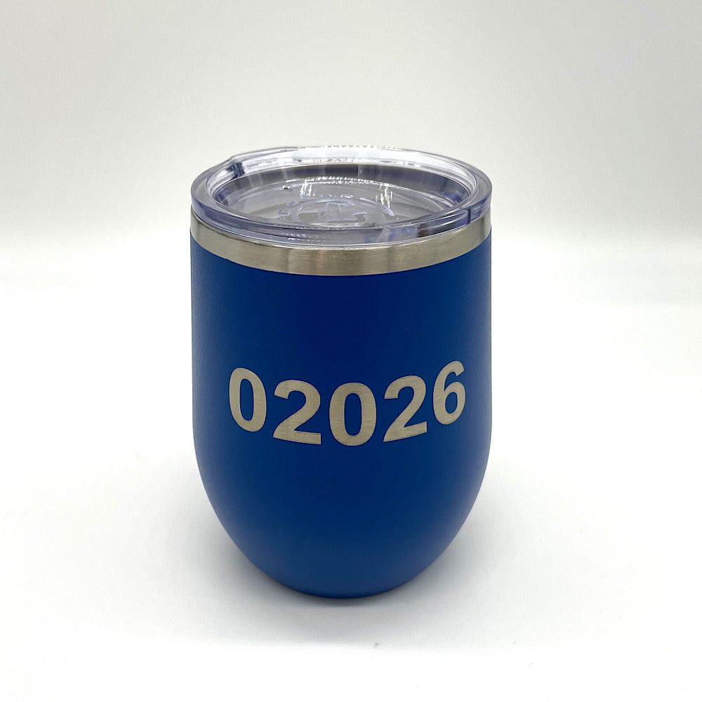 Double wall Insulated stainless steel wine tumbler with 02026 zipcode