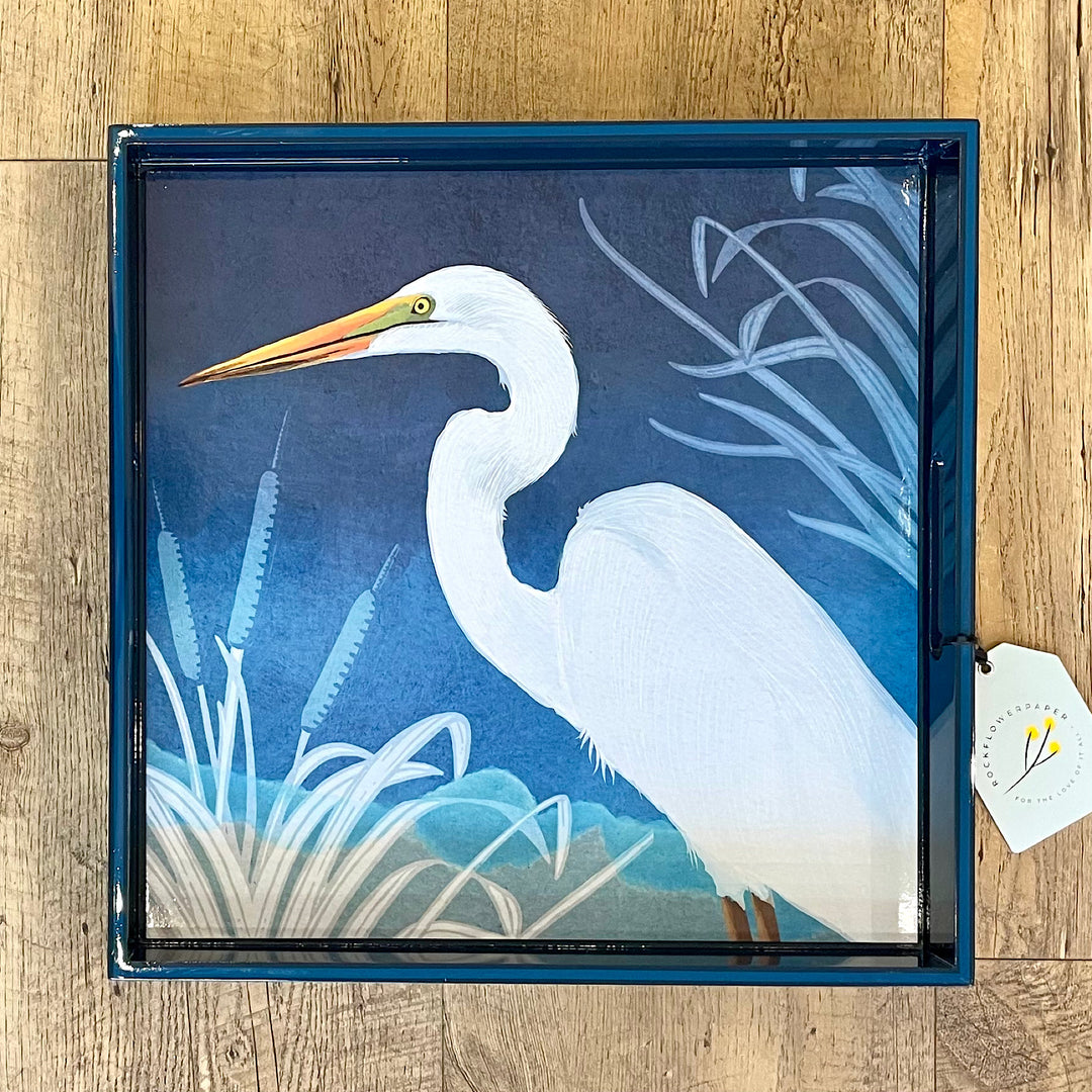 Egret Lacquer Tray