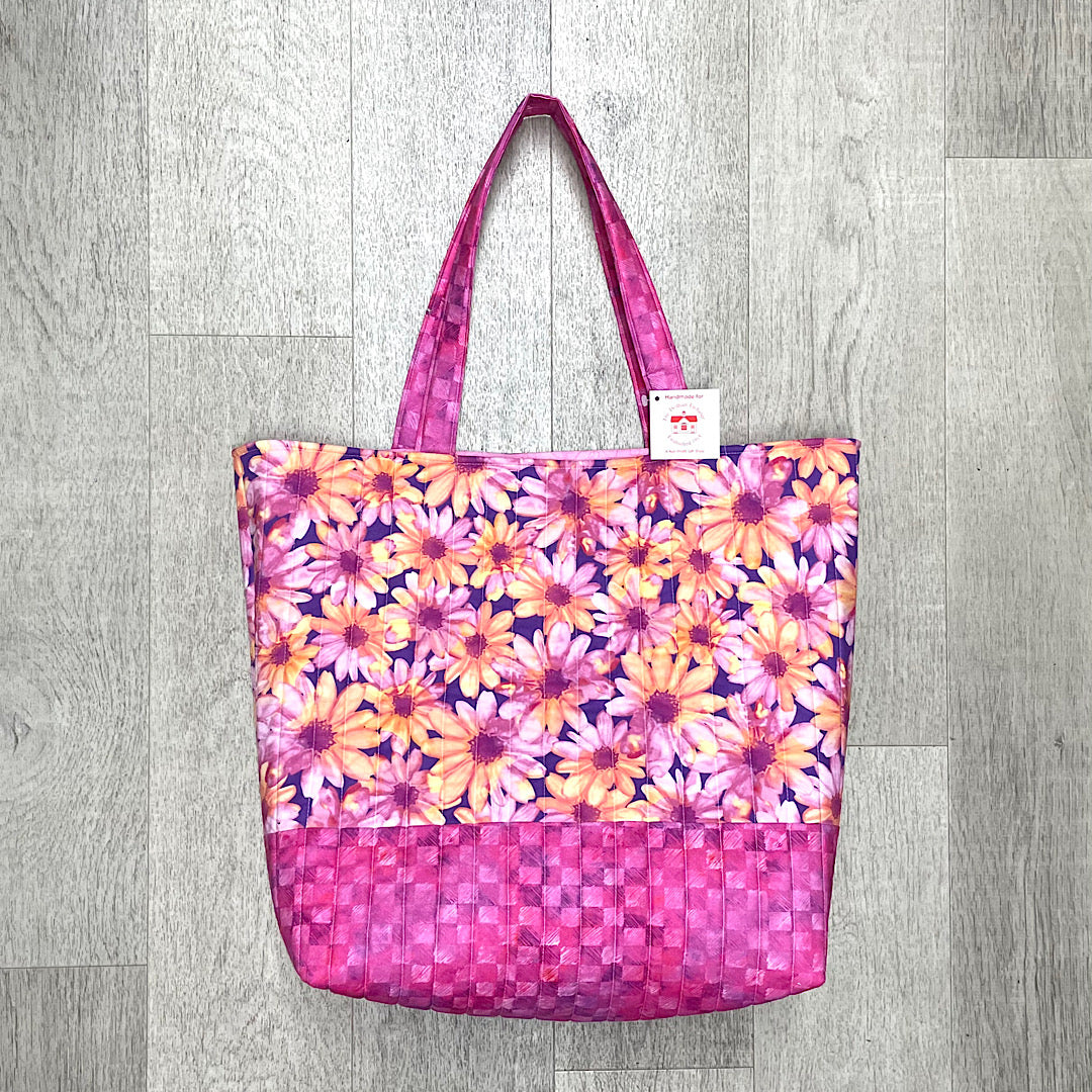 Handmade Quilted Pink Tote Bag