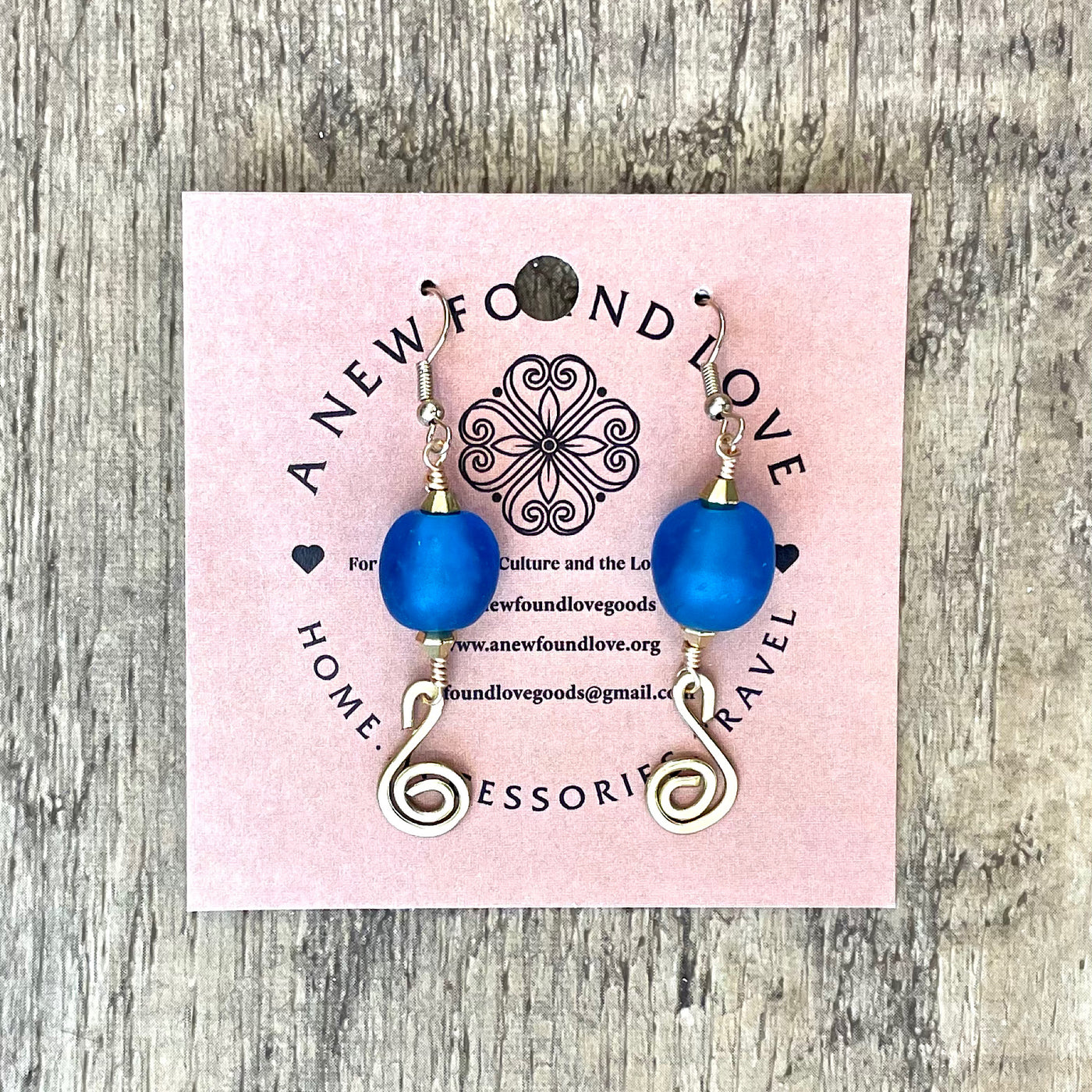 Handcrafted Blue Bead Drop Earrings