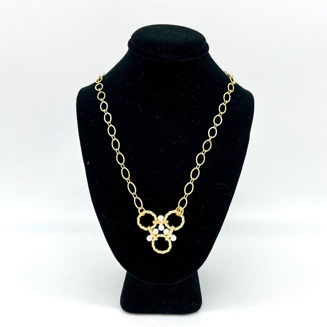 Handcrafted Goldtone Twisted Circle Necklace