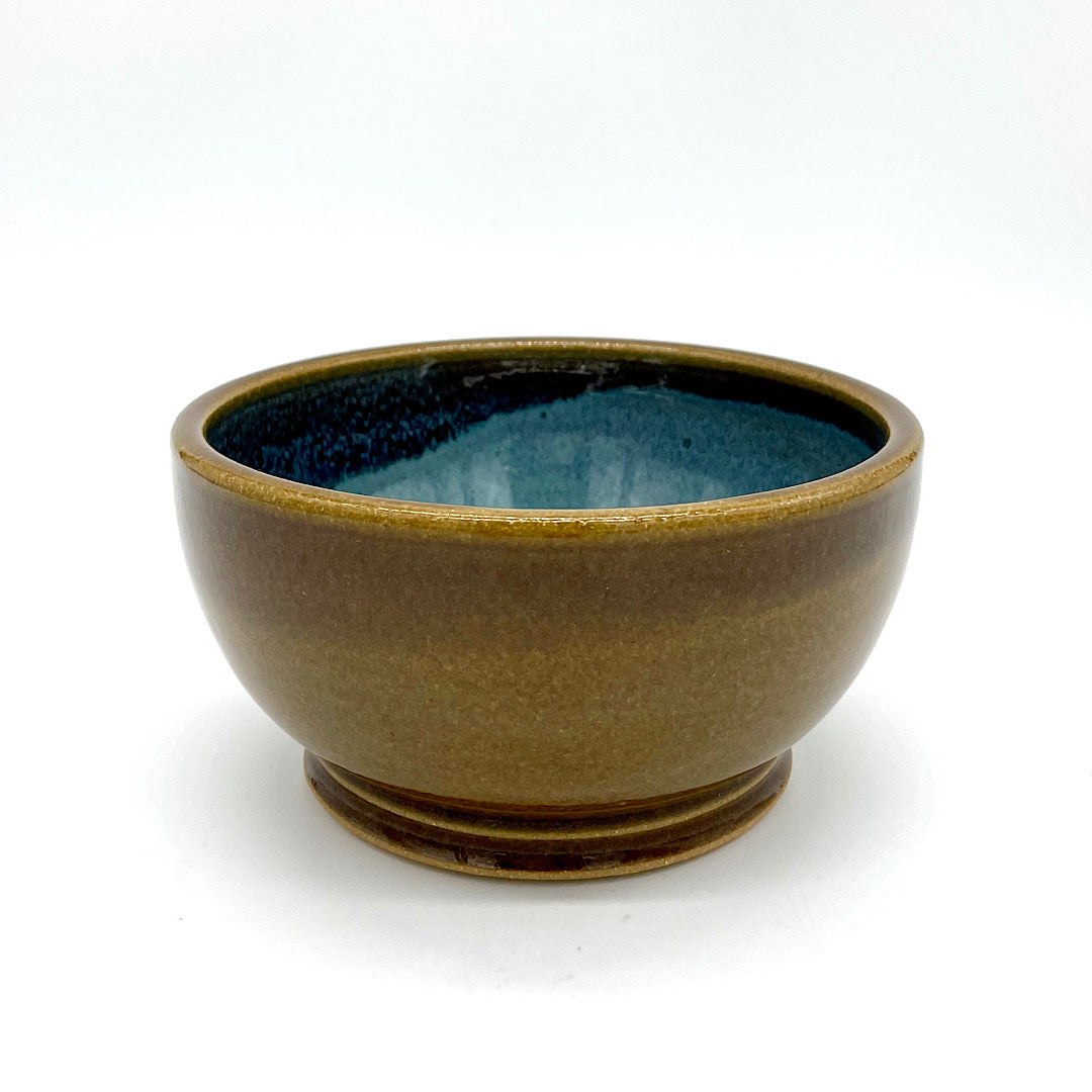 Handmade Ceramic Brown and Teal Bowl