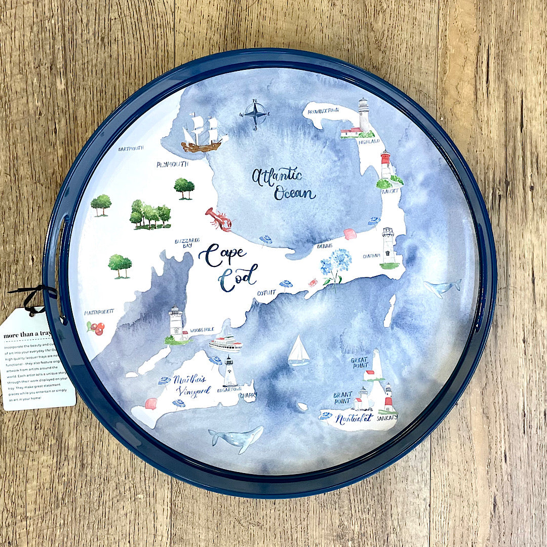 "Cape Cod and the Islands" Round Lacquer Tray