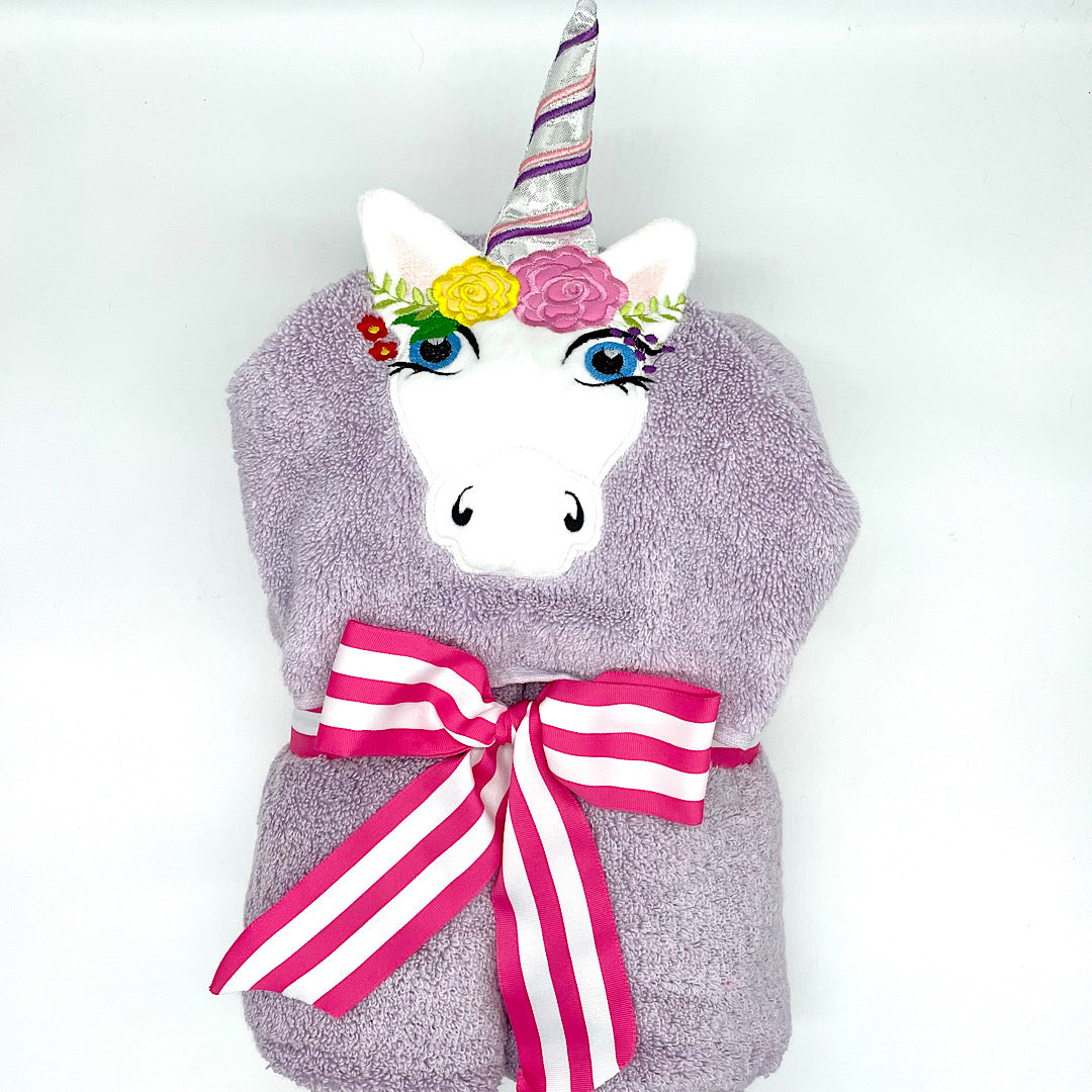 Handcrafted Lavender Unicorn Hooded Towel