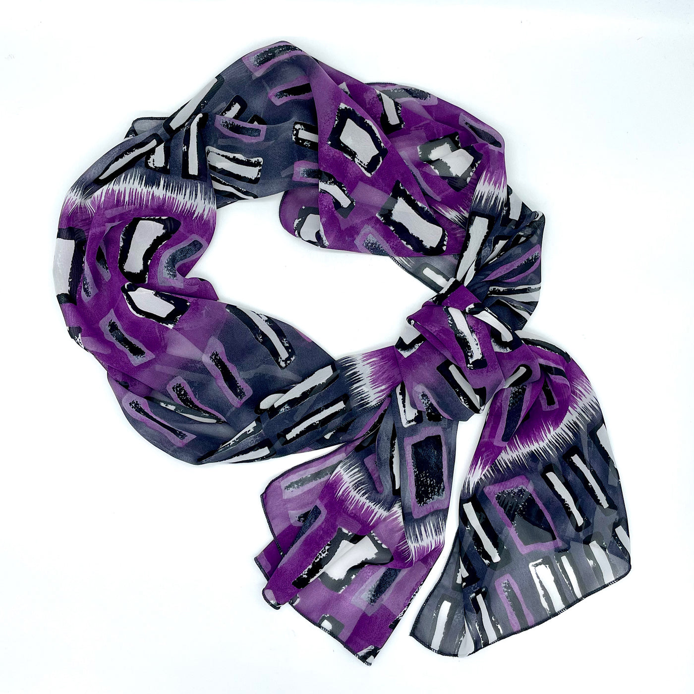 Purple and Gray Abstract Dress Scarf