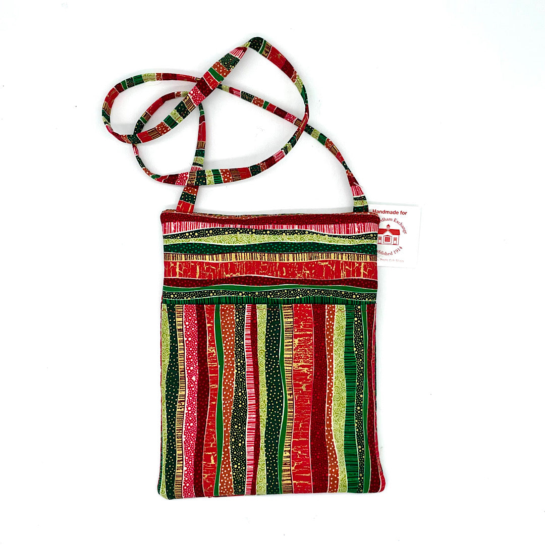 Handmade Green and Red Fabric Crossbody Bag
