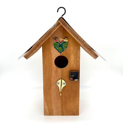 Handcrafted Wood Birdhouse - "Teacher" on Roof