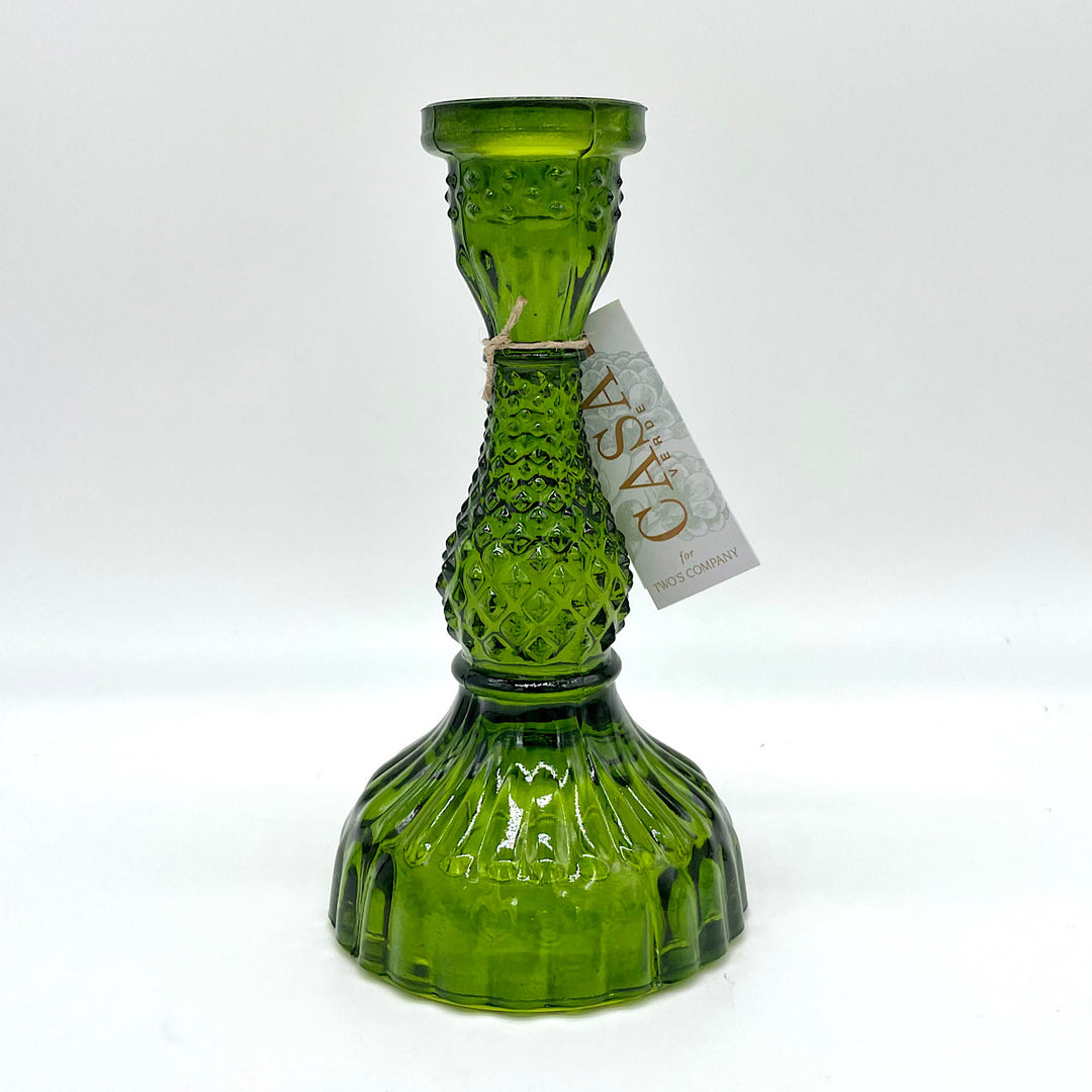Moss Green Glass Candlestick