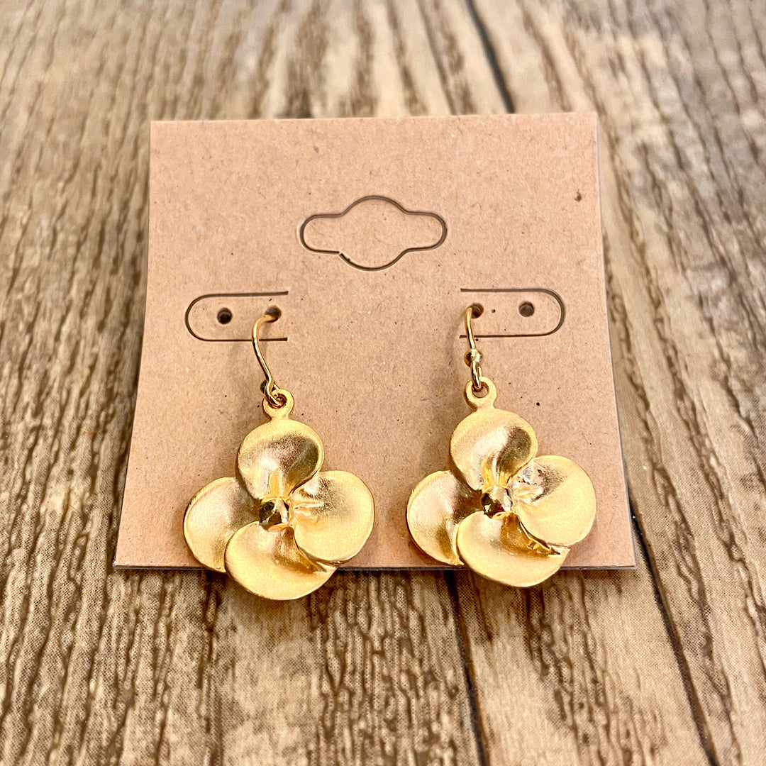 Handcrafted Gold Vermeil Pansy Earrings