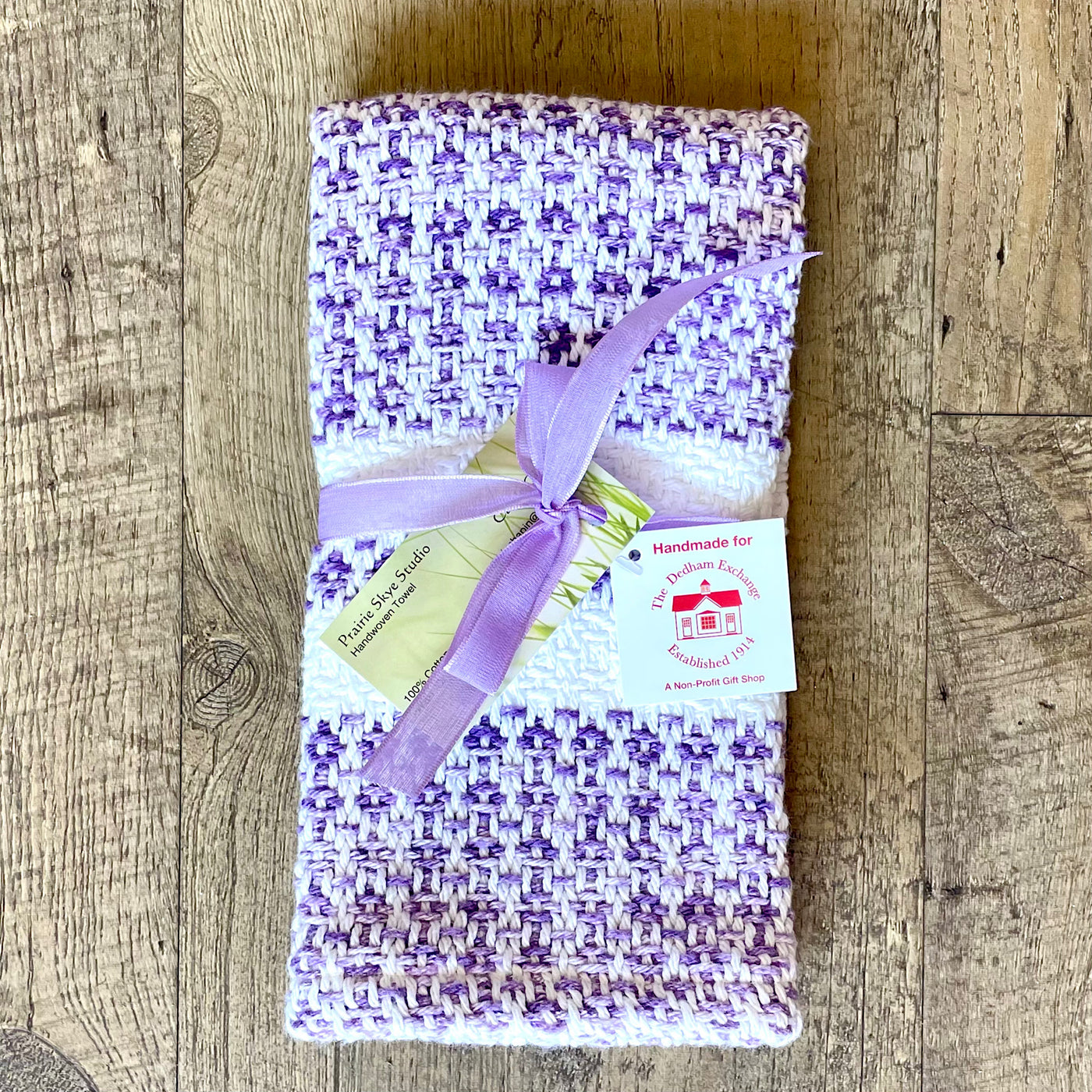 Handwoven Purple and White Hand Towel