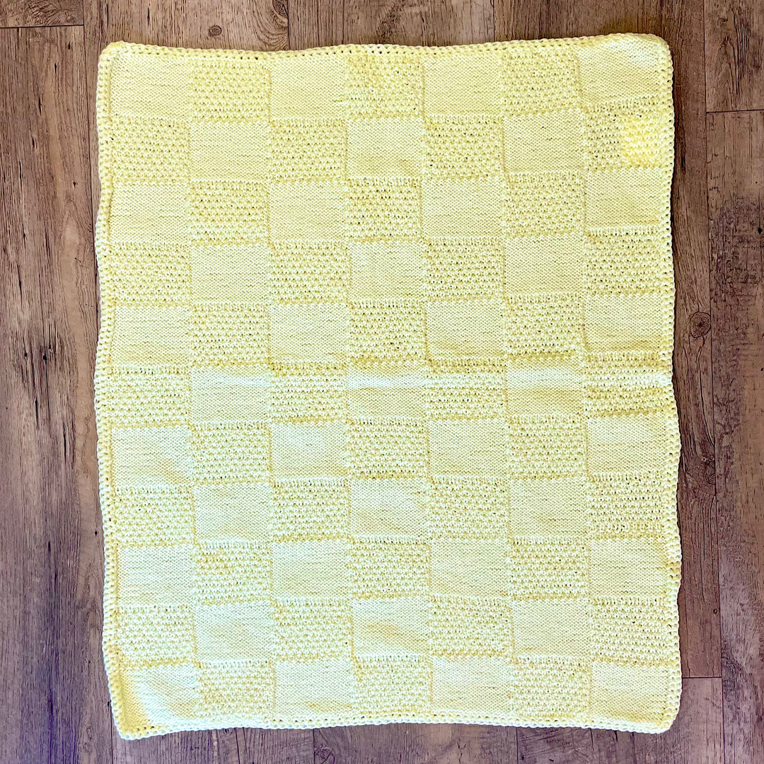 Hand Knit Yellow Baby Blanket