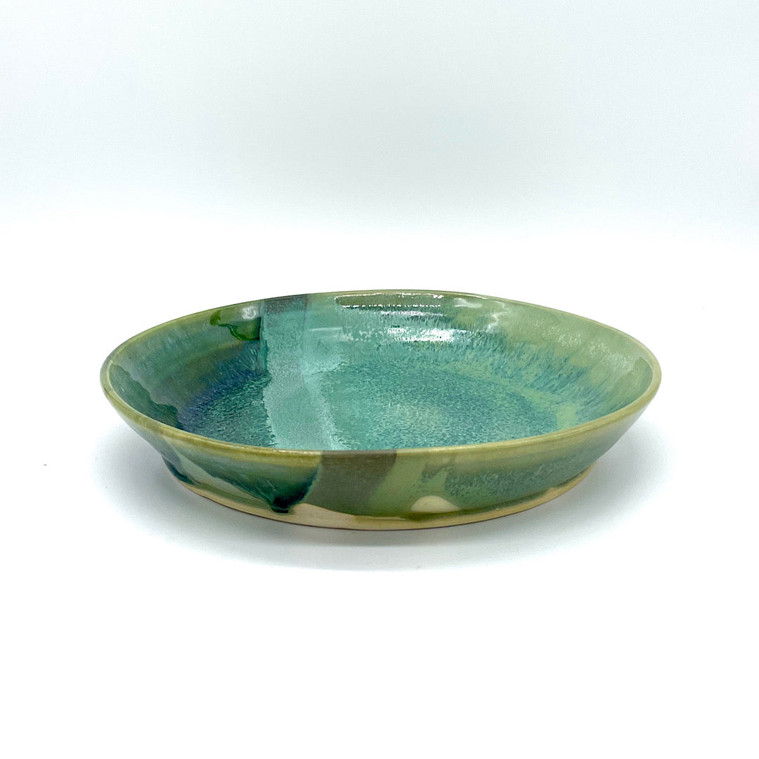 Handmade Blue and Green Ceramic Dish